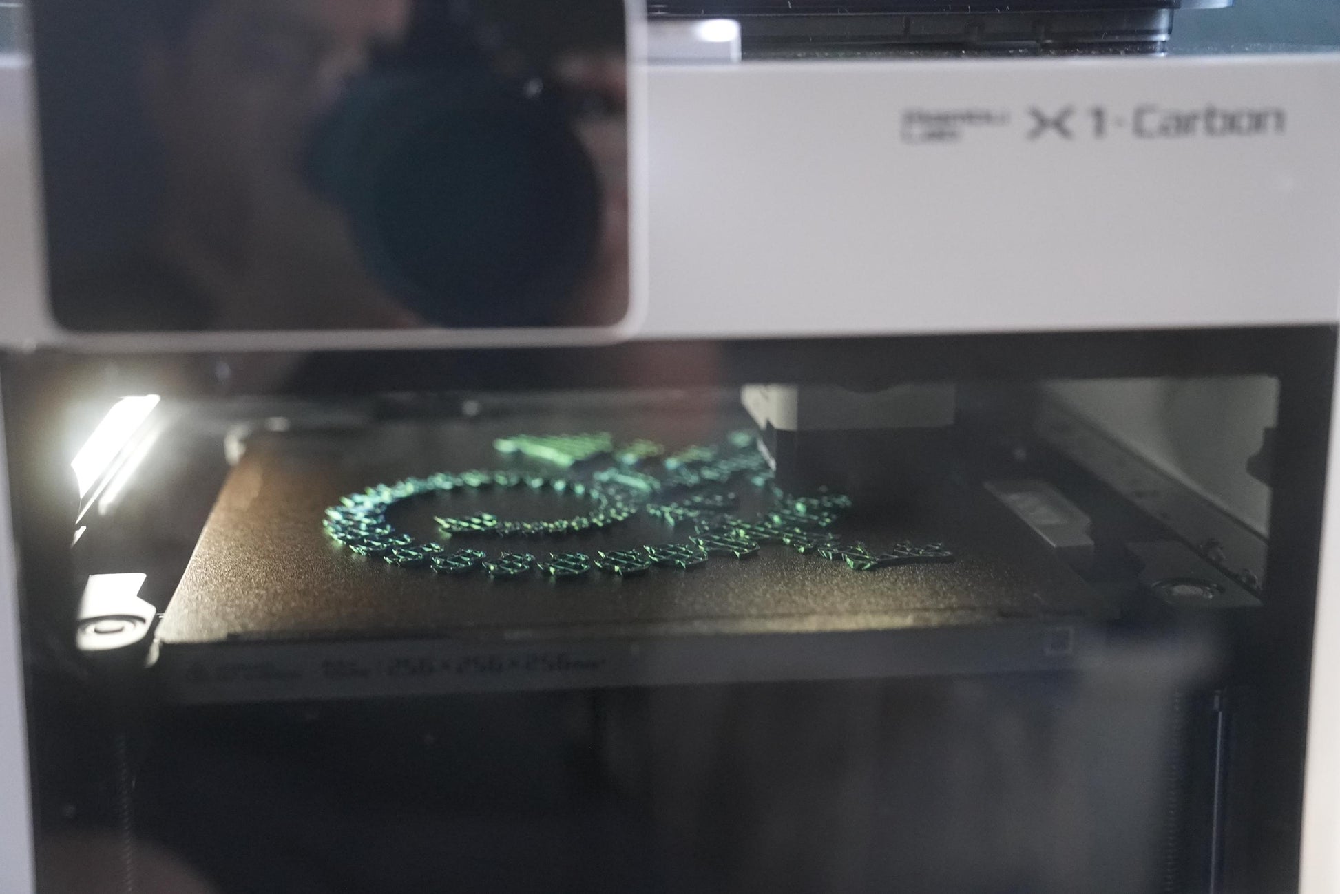 Crystal Dragon being 3D printed with the Bambu Lab X1 Carbon 3D Printer.