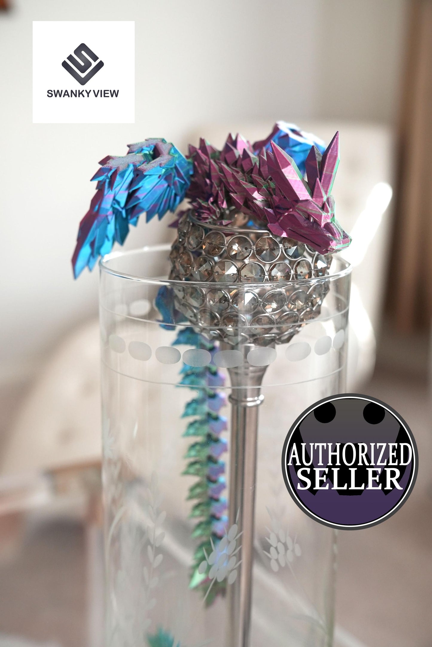 Crystal Wing Dragon perched on top of a display