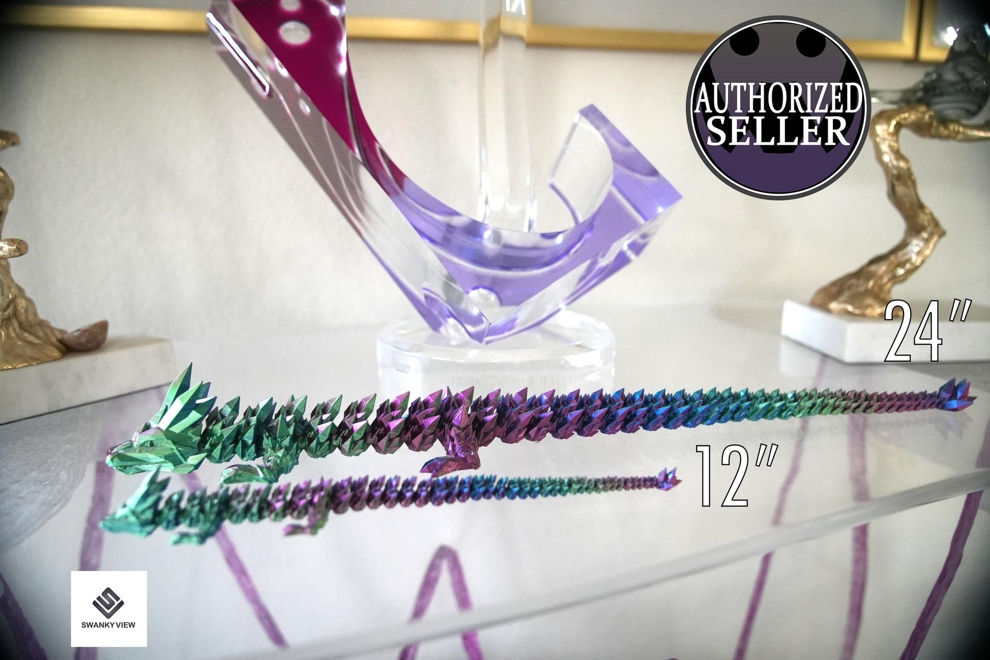 Size comparison between the 24&quot; and 12&quot; Crystal Dragon