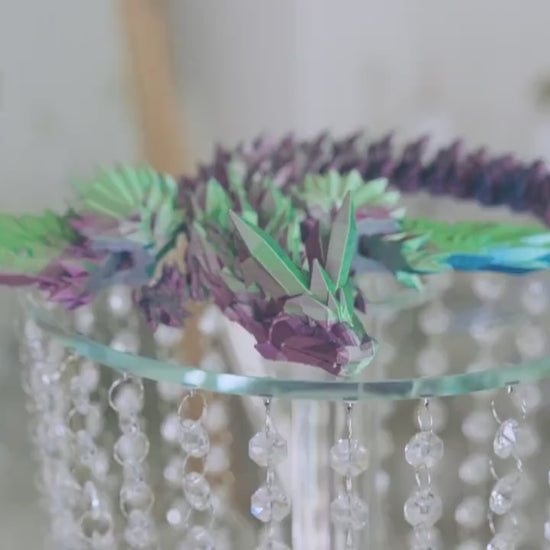 Flexi Dragon - Articulated Winged Crystal Gem Dragon | Tri-color Silk PLA - Enchanting Blue, Green, & Purple Blend! | 3D Printed Dragon